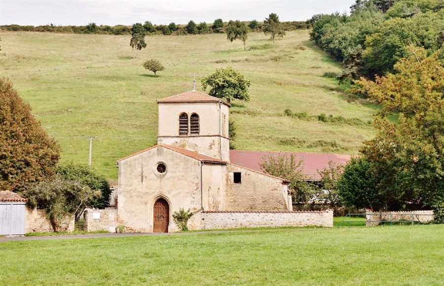 Hillside church in the French countryside